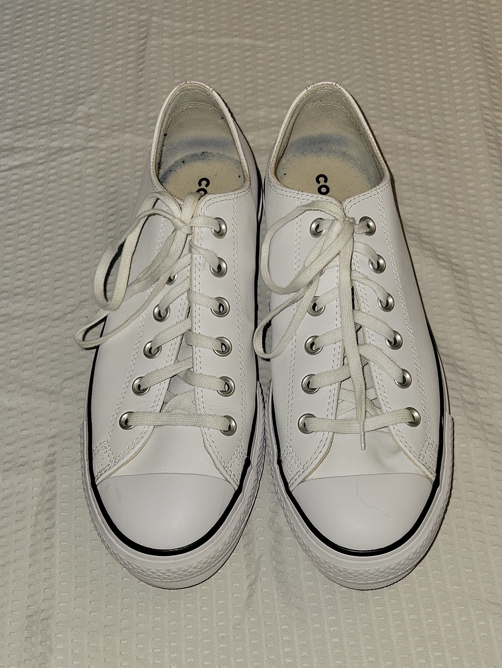 Leather Platform Converse White Low Top Athletic Sneakers Size 10